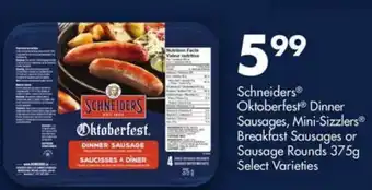 Fortinos Schneiders Oktoberfest Dinner Sausages Mini-Sizzlers offer