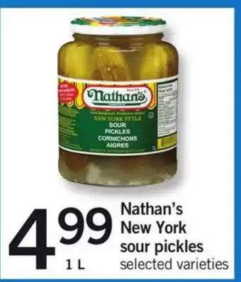 Fortinos Nathan's New York sour pickles offer
