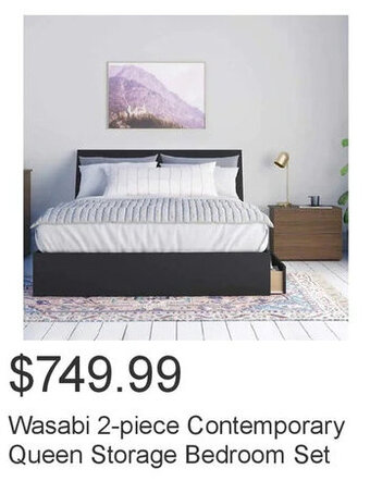 Costco Wasabi 2-Piece Contemporary Queen Storage Bedroom Set offer