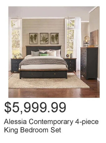 Costco Alessia Contemporary 4-Piece King Bedroom Set offer