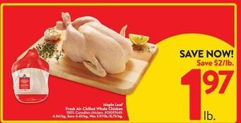 Walmart Maple leaf fresh air-chilled whole chicken offer