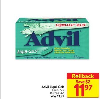 Walmart Advil liqui gels offer