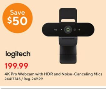 Staples Logitech 4k pro webcam with hdr and noise-canceling mics offer