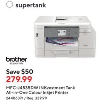 Staples Brother mfc-j4535dw inkvestment tank all-in-one colour inkjet printer offer