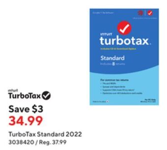 Staples Intuit turbotax standard 2022 offer