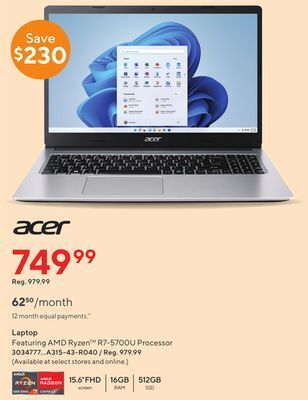 Staples Acer laptop offer