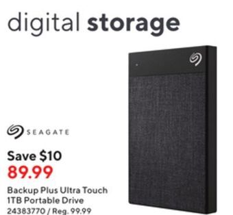 Staples Seagate backup plus ultra touch 1tb portable drive offer
