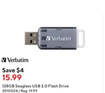 Staples Verbatim seaglass 128 gb usb 3.2 gen 1 flash drive - grey offer
