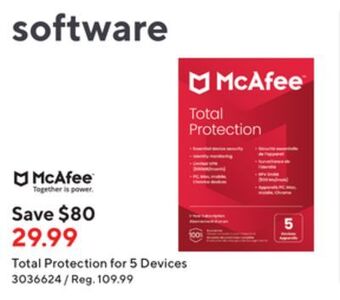 Staples Mcafee total protection for 5 devices offer