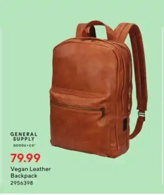 Staples General supply goods+co™ vegan leather backpack offer