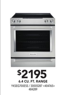 Lowe's Kitchenaid 6.4 cu. ft. range offer
