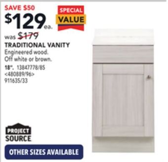 Lowe's Project source traditional vanity 18" offer