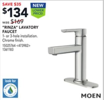 Lowe's Moen "rinza" lavatory faucet offer
