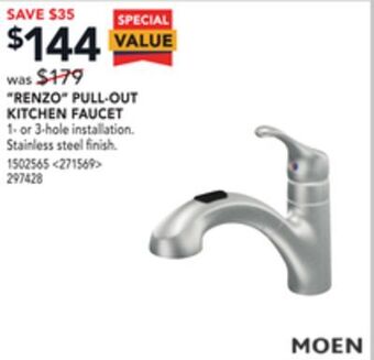 Lowe's Moen "renzo" pull-out kitchen faucet offer