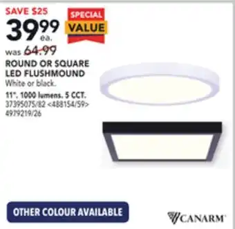 Lowe's Canarm round or square led flushmound offer