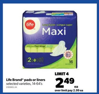 Real Canadian Superstore Life brand® pads or liners, 14-64's offer