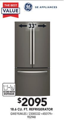 Lowe's Ge 18.6 cu. ft. refrigerator 33" offer