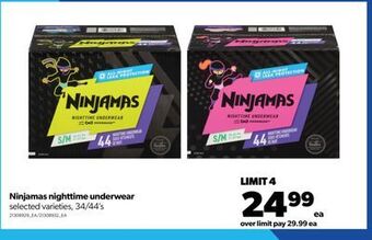 Real Canadian Superstore Ninjamas nighttime underwear, 34/44's offer
