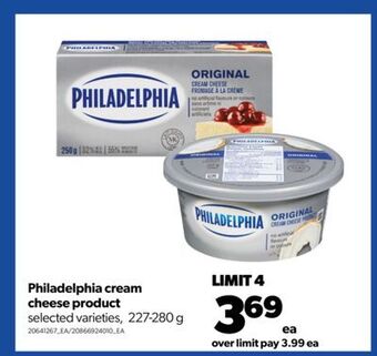 Real Canadian Superstore Philadelphia cream cheese product, 227-280 g offer
