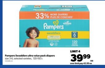 Real Canadian Superstore Pampers swaddlers ultra value pack diapers, 120-192's offer