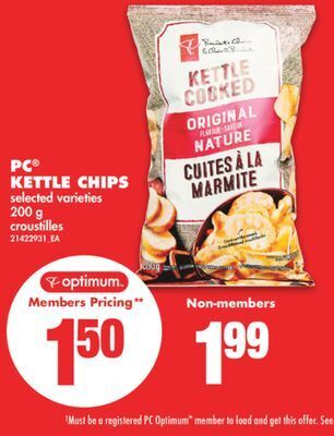 No Frills Pc® kettle chips, 200 g offer