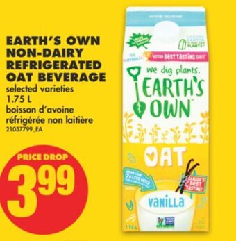 Earth's own non-dairy refrigerated oat beverage, 1.75 l