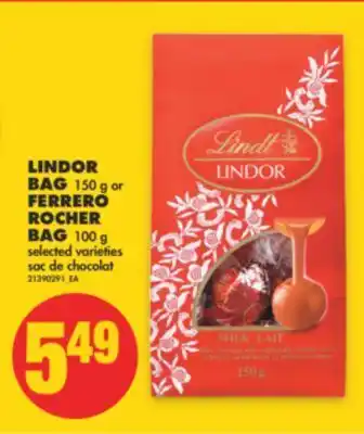 No Frills Lindor bag, 150 g or ferrero rocher bag, 100 g offer