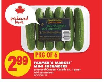 No Frills Farmer's market™ mini cucumbers, pkg of 6 offer