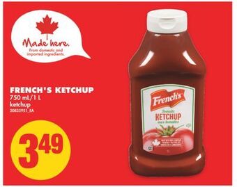 No Frills French's ketchup, 750 ml/1 l offer