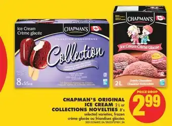 No Frills Chapman's original ice cream, 2 l or collections novelties, 8's offer