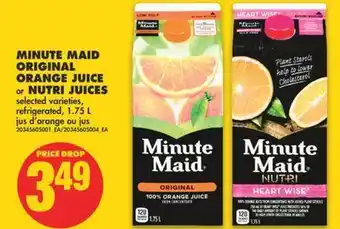 No Frills Minute maid original orange juice or nutri juices, 1.75 l offer