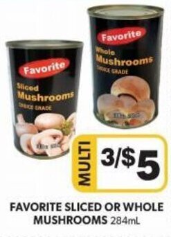 Colemans Favorite Sliced Or Whole Mushrooms 284mL offer