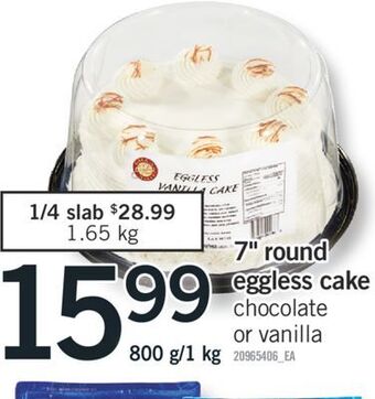 Fortinos 7" round eggless cake offer