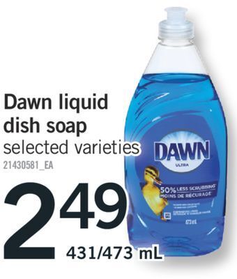 Fortinos Dawn liquid dish soap, 431/473 ml offer