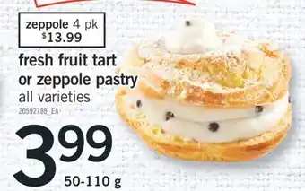 Fortinos Fresh fruit tart or zeppole pastry, 50-110 g offer
