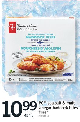 Fortinos Pc® sea salt & malt vinegar haddock bites, 454 g offer