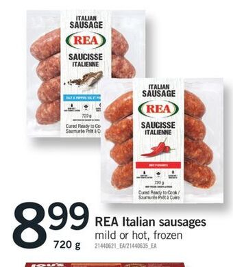 Fortinos Rea italian sausages, 720 g offer