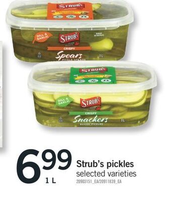 Fortinos Strub's pickles, 1 l offer