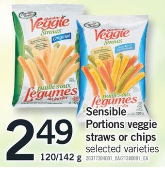 Fortinos Sensible portions veggie straws or chips, 120/142 g offer