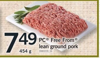 Fortinos Pc® free from® lean ground pork, 454 g offer