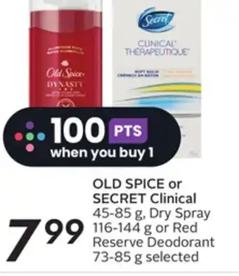 Sobeys Old spice or secret clinical offer
