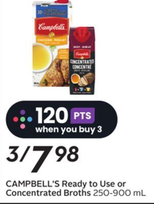 Sobeys Campbell's ready to use or concentrated broths offer
