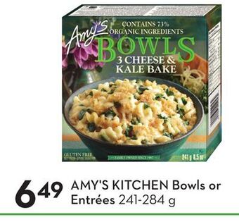 Sobeys Amy's kitchen bowls or entrées offer