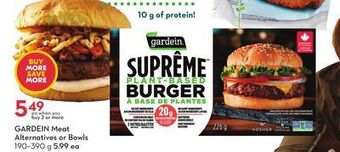 Sobeys Gardein meat alternatives or bowls offer