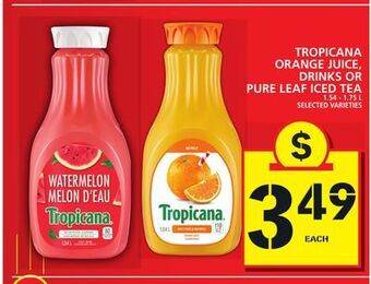 Food Basics Tropicana orange juice, drinks or pure leaf iced tea offer