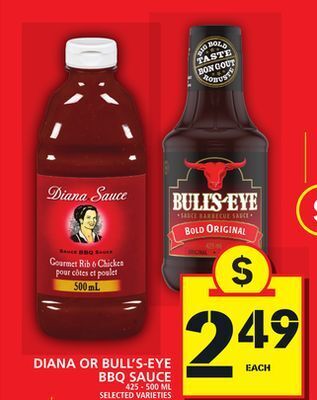 Food Basics Diana or bull's-eye bbq sauce offer