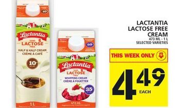 Food Basics Lactantia lactose free cream offer