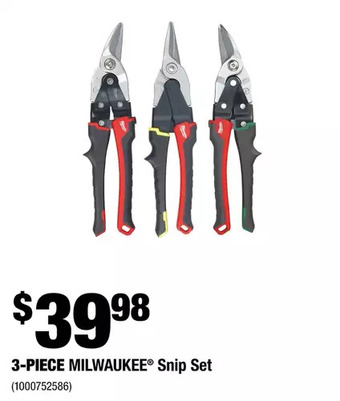 Home Depot 3-piece milwaukee snip set offer