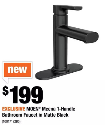 Home Depot Moen meena 1-handle bathroom faucet in matte black offer