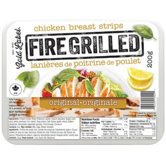 Giant Tiger Gold label fire grilled chicken breast strips offer